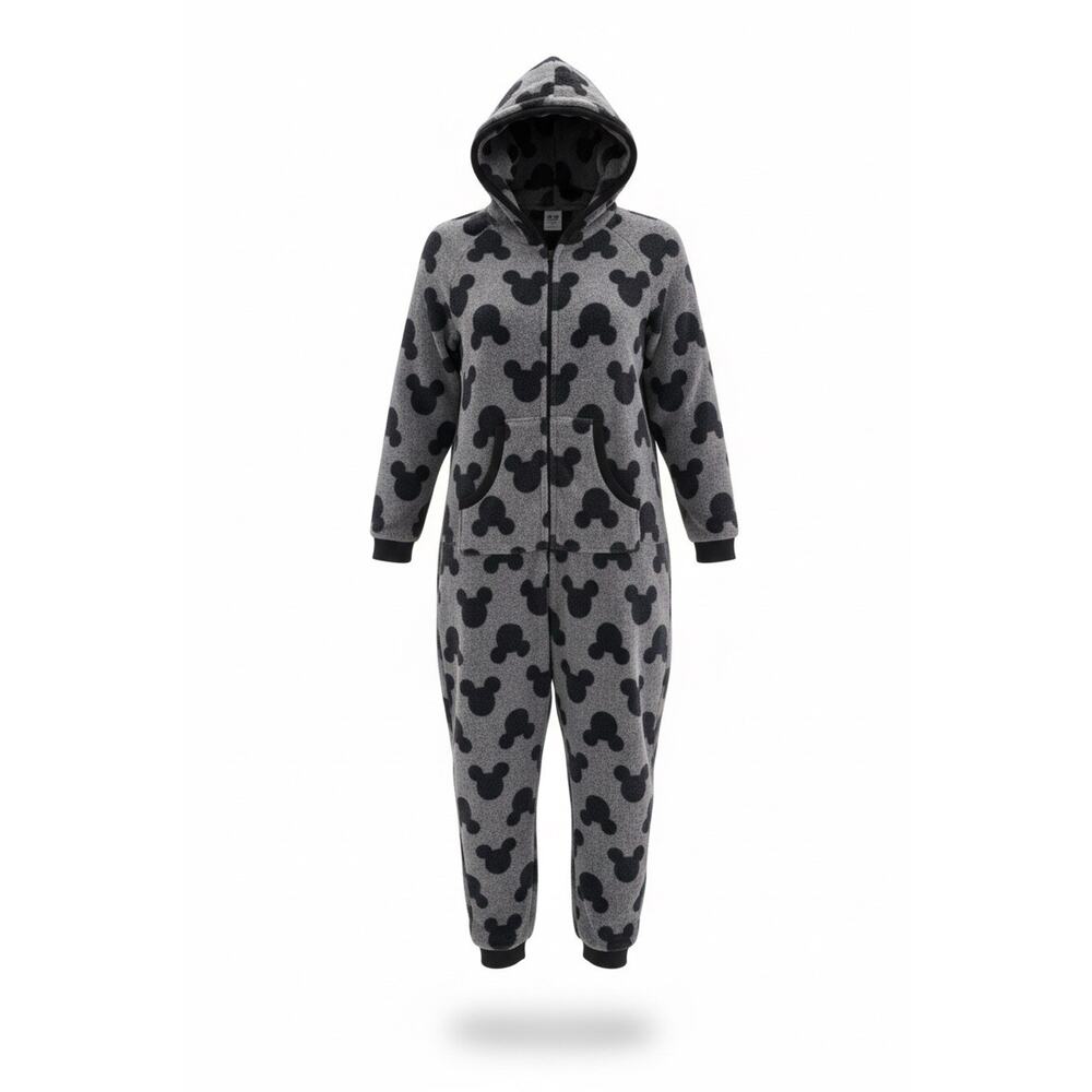 Disney Mickey Mouse Hooded Fleece One-piece Pajamas Dark Blue Womens Large